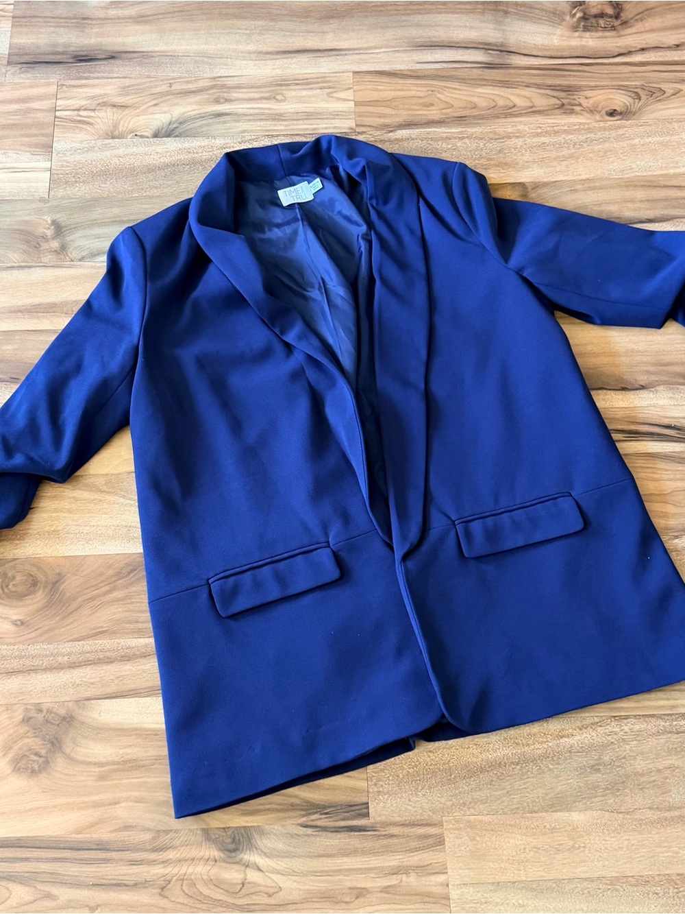 Time and Tru Women's Open-Front Blazer Jacket - Royal Blue